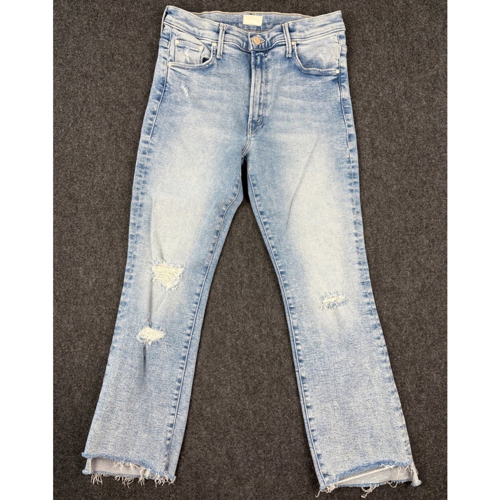 Mother The Insider Crop Step Fray Jeans Love In A Boat Light Wash Distressed 30
